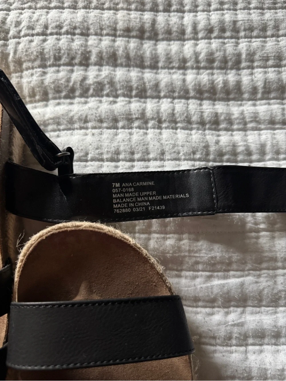 a.n.a Carmine Black Espadrille Flatform Sandals Platform Strappy Jute Sole Sz 7M